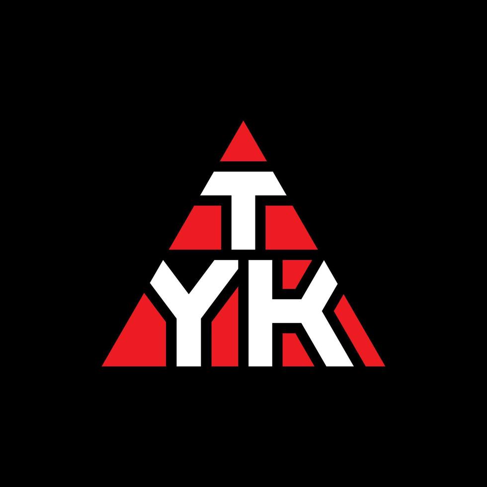 tyk driehoek brief logo ontwerp met driehoekige vorm. tyk driehoek logo ontwerp monogram. tyk driehoek vector logo sjabloon met rode kleur. tyk driehoekig logo eenvoudig, elegant en luxueus logo.