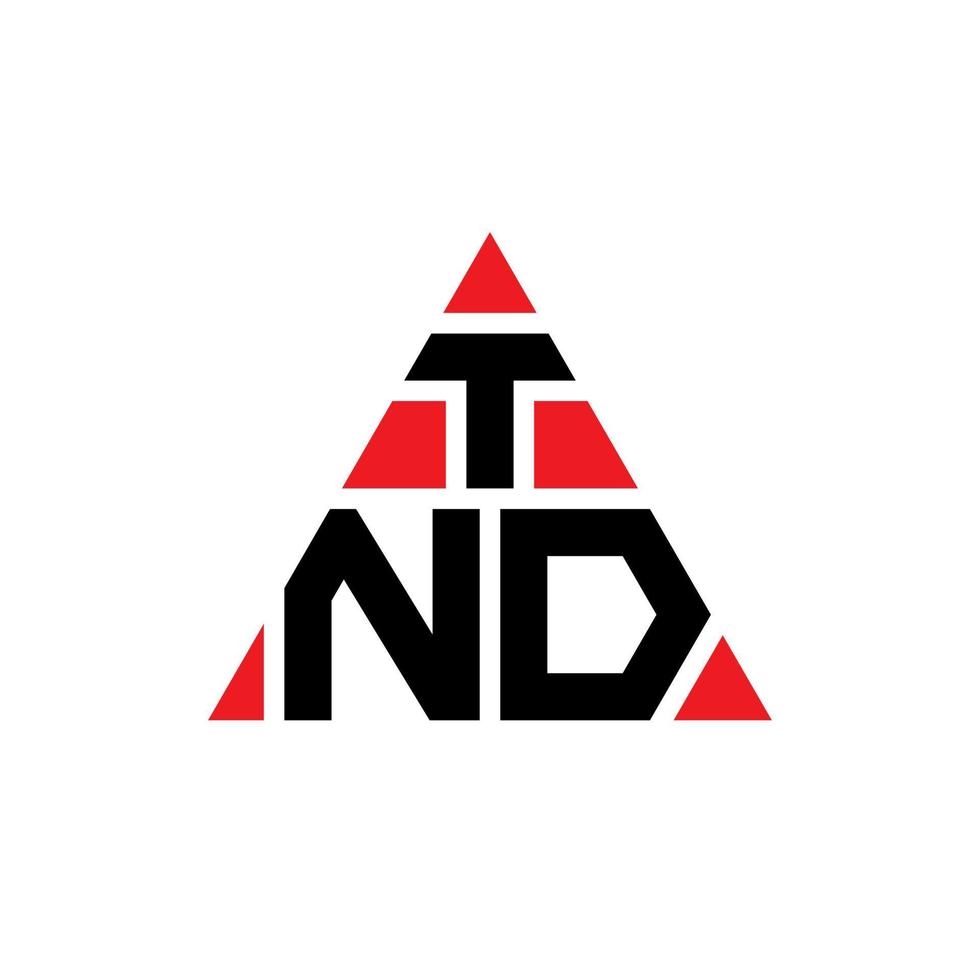 tnd driehoek brief logo ontwerp met driehoekige vorm. tnd driehoek logo ontwerp monogram. tnd driehoek vector logo sjabloon met rode kleur. tnd driehoekig logo eenvoudig, elegant en luxueus logo.