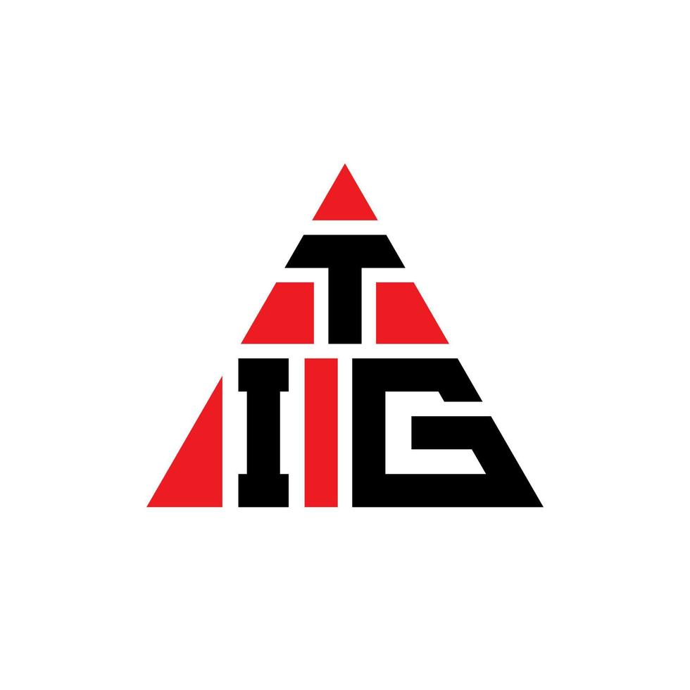 tig driehoek brief logo ontwerp met driehoekige vorm. tig driehoek logo ontwerp monogram. tig driehoek vector logo sjabloon met rode kleur. tig driehoekig logo eenvoudig, elegant en luxueus logo.