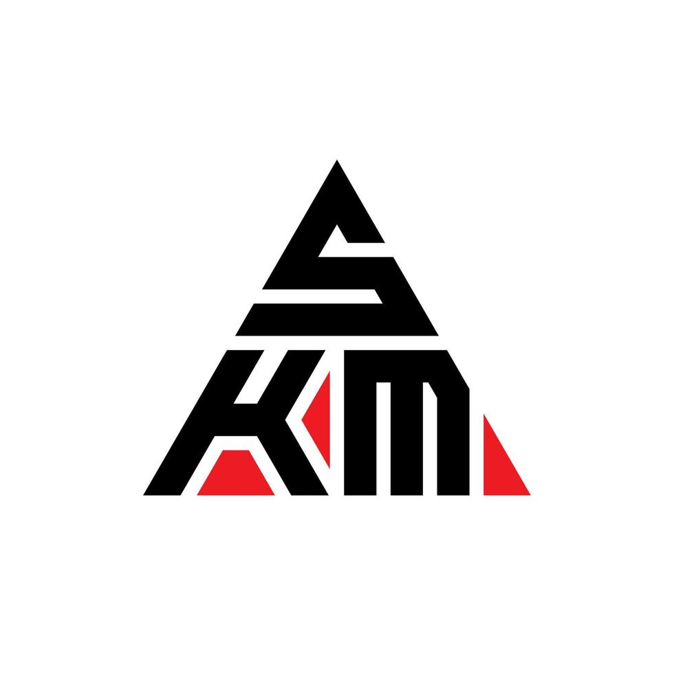 skm driehoek brief logo ontwerp met driehoekige vorm. skm driehoek logo ontwerp monogram. skm driehoek vector logo sjabloon met rode kleur. skm driehoekig logo eenvoudig, elegant en luxueus logo.