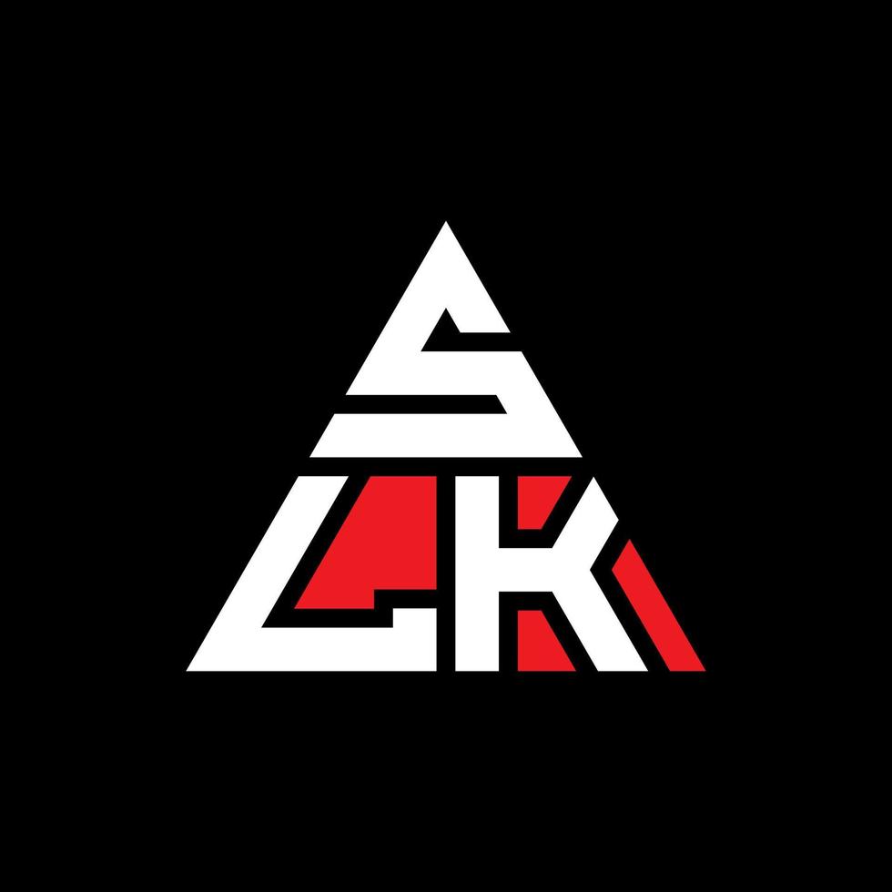 slk driehoek brief logo ontwerp met driehoekige vorm. slk driehoek logo ontwerp monogram. slk driehoek vector logo sjabloon met rode kleur. slk driehoekig logo eenvoudig, elegant en luxueus logo.