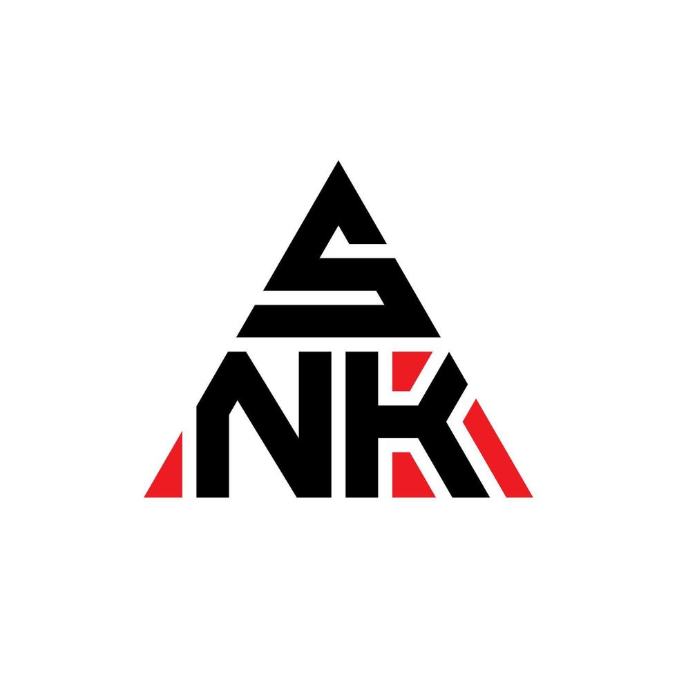 snk driehoek brief logo ontwerp met driehoekige vorm. snk driehoek logo ontwerp monogram. snk driehoek vector logo sjabloon met rode kleur. snk driehoekig logo eenvoudig, elegant en luxueus logo.