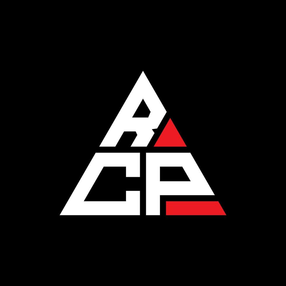 RCP driehoek brief logo ontwerp met driehoekige vorm. rcp driehoek logo ontwerp monogram. rcp driehoek vector logo sjabloon met rode kleur. rcp driehoekig logo eenvoudig, elegant en luxueus logo.