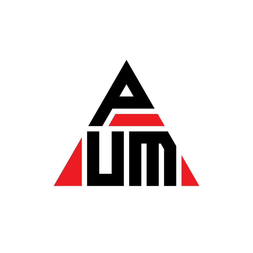 pum driehoek brief logo ontwerp met driehoekige vorm. pomp driehoek logo ontwerp monogram. pomp driehoek vector logo sjabloon met rode kleur. pum driehoekig logo eenvoudig, elegant en luxueus logo.