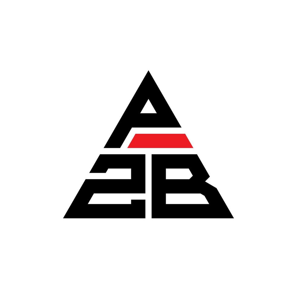 pzb driehoek brief logo ontwerp met driehoekige vorm. pzb driehoek logo ontwerp monogram. pzb driehoek vector logo sjabloon met rode kleur. pzb driehoekig logo eenvoudig, elegant en luxueus logo.