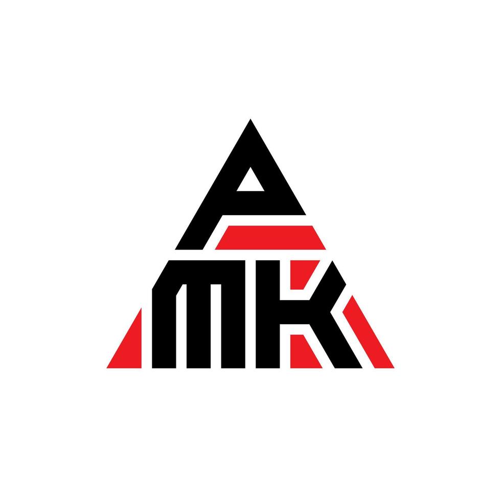 pmk driehoek brief logo ontwerp met driehoekige vorm. pmk driehoek logo ontwerp monogram. pmk driehoek vector logo sjabloon met rode kleur. pmk driehoekig logo eenvoudig, elegant en luxueus logo.