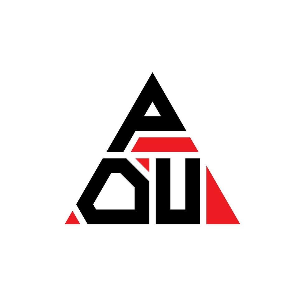 pou driehoek brief logo ontwerp met driehoekige vorm. pou driehoek logo ontwerp monogram. pou driehoek vector logo sjabloon met rode kleur. pou driehoekig logo eenvoudig, elegant en luxueus logo.