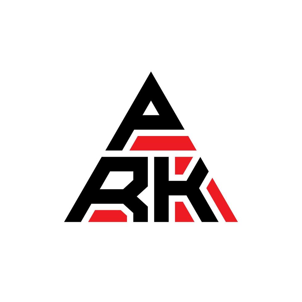 prk driehoek brief logo ontwerp met driehoekige vorm. prk driehoek logo ontwerp monogram. prk driehoek vector logo sjabloon met rode kleur. prk driehoekig logo eenvoudig, elegant en luxueus logo.