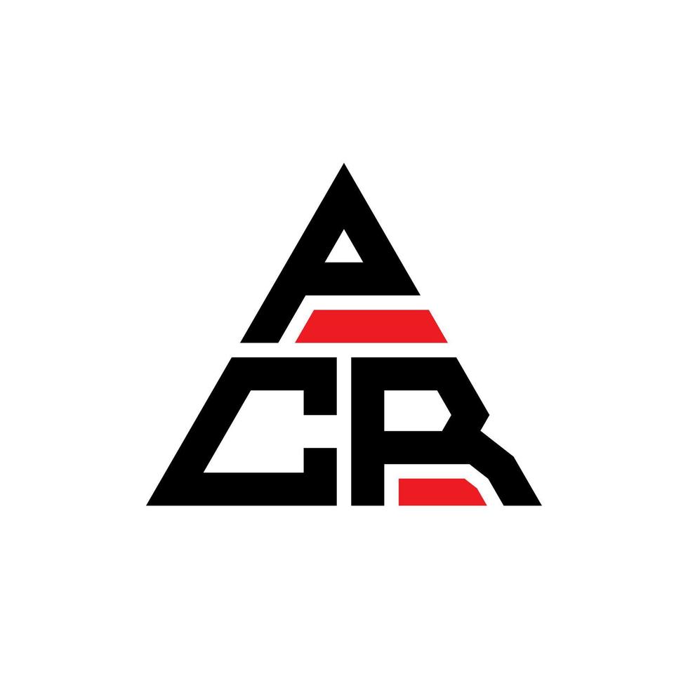 pcr driehoek brief logo ontwerp met driehoekige vorm. pcr driehoek logo ontwerp monogram. pcr driehoek vector logo sjabloon met rode kleur. pcr driehoekig logo eenvoudig, elegant en luxueus logo.