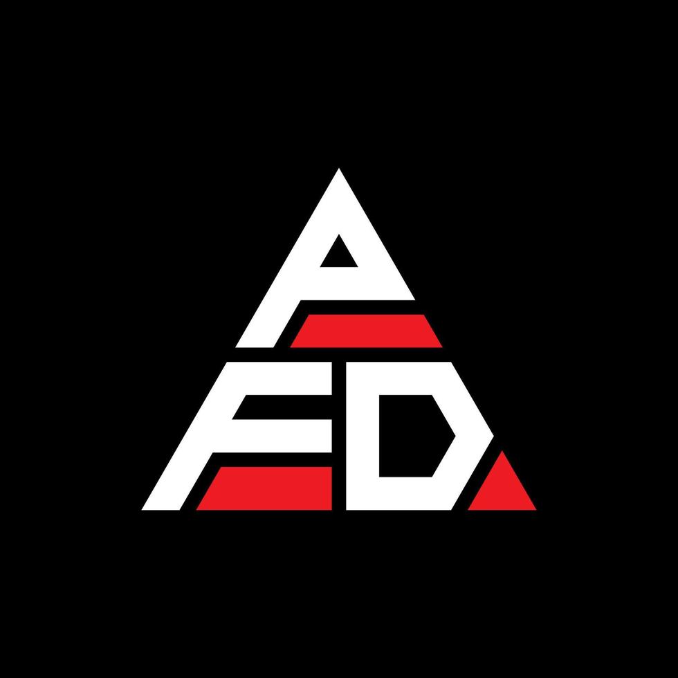 pfd driehoek brief logo ontwerp met driehoekige vorm. pfd driehoek logo ontwerp monogram. pfd driehoek vector logo sjabloon met rode kleur. pfd driehoekig logo eenvoudig, elegant en luxueus logo.