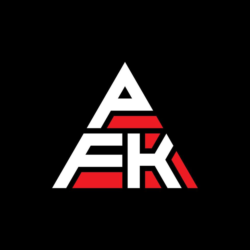 pfk driehoek brief logo ontwerp met driehoekige vorm. pfk driehoek logo ontwerp monogram. pfk driehoek vector logo sjabloon met rode kleur. pfk driehoekig logo eenvoudig, elegant en luxueus logo.