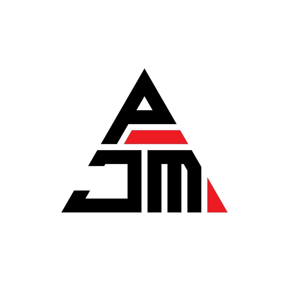 pjm driehoek brief logo ontwerp met driehoekige vorm. pjm driehoek logo ontwerp monogram. pjm driehoek vector logo sjabloon met rode kleur. pjm driehoekig logo eenvoudig, elegant en luxueus logo.