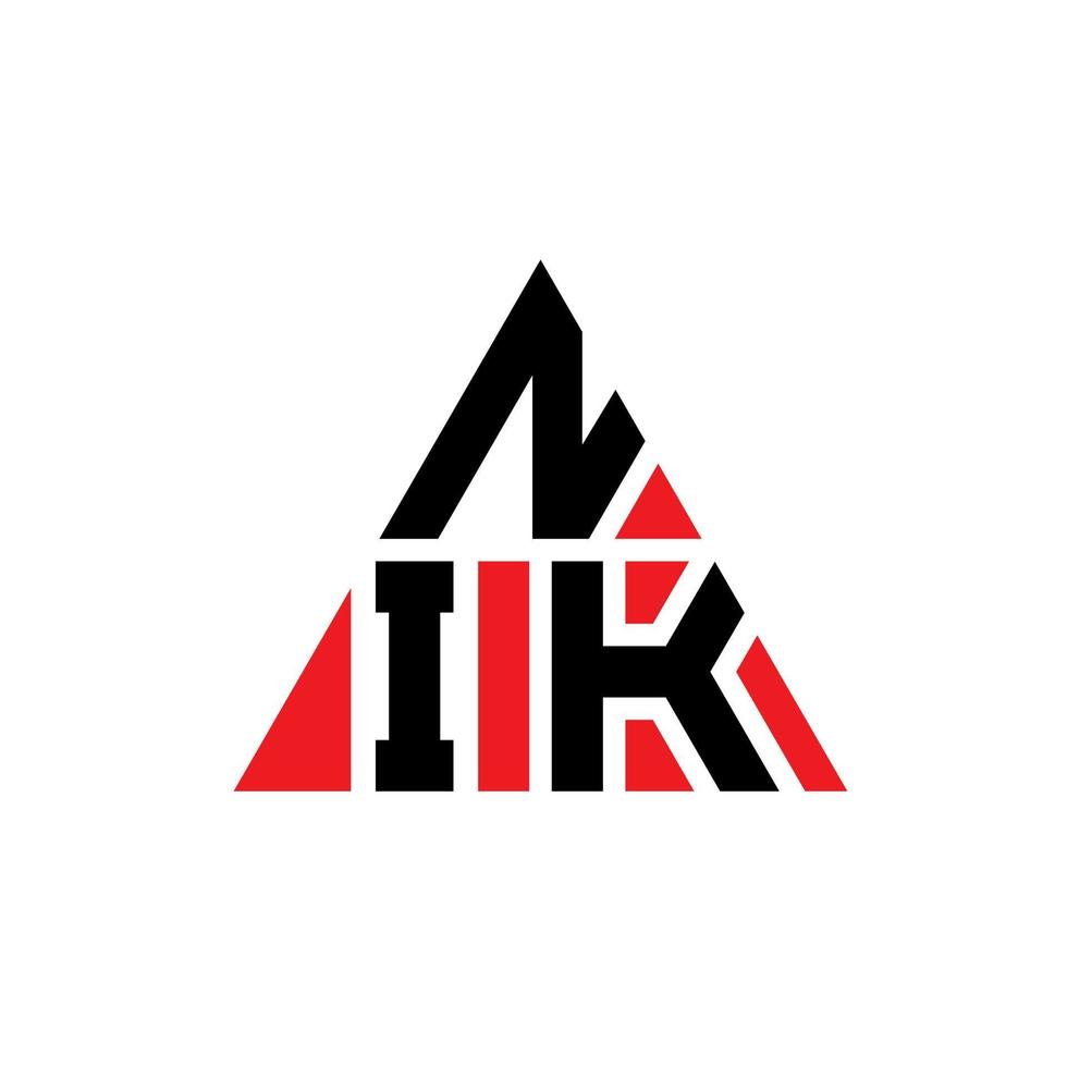 nik driehoek brief logo ontwerp met driehoekige vorm. nik driehoek logo ontwerp monogram. nik driehoek vector logo sjabloon met rode kleur. nik driehoekig logo eenvoudig, elegant en luxueus logo.