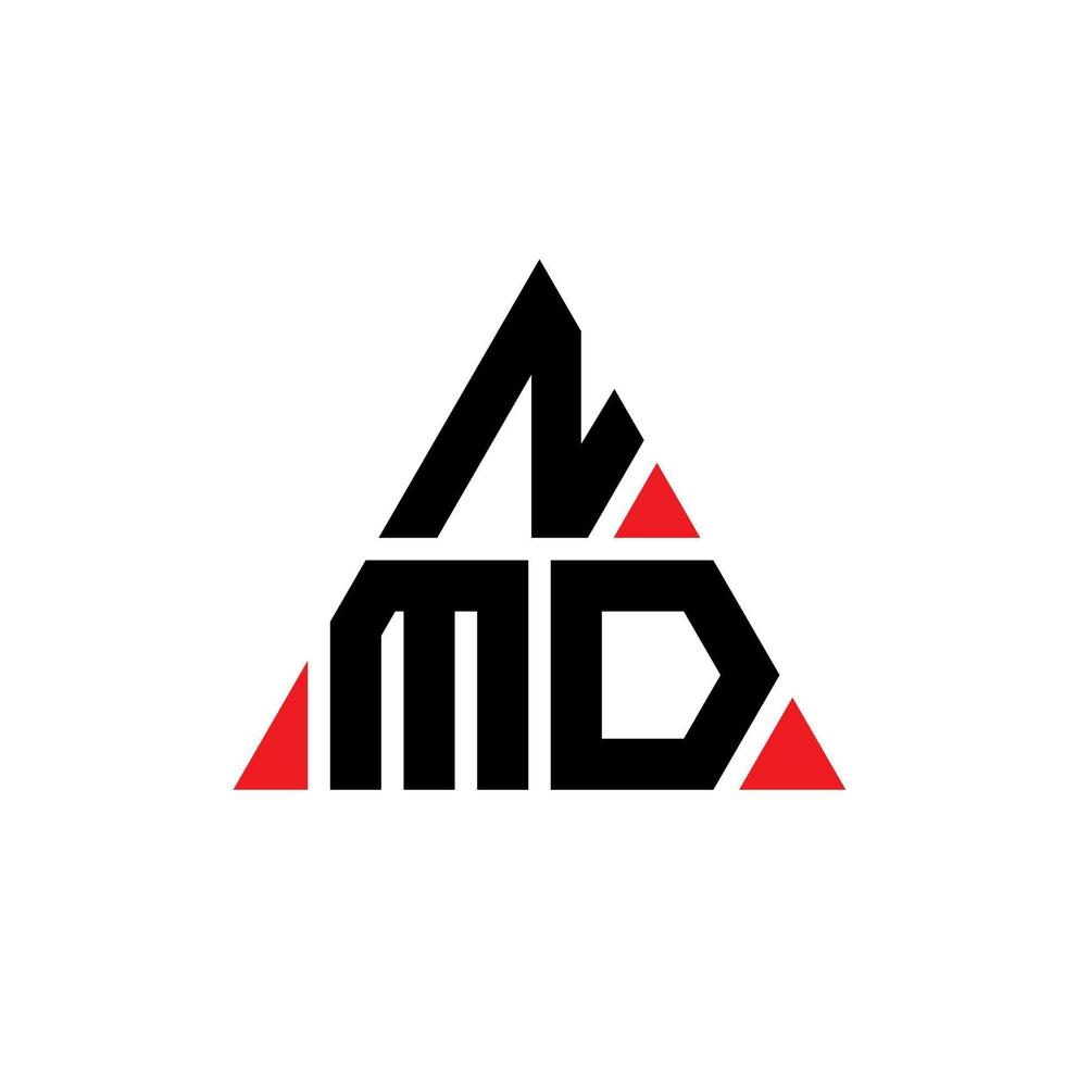 NMD driehoek letter logo ontwerp met driehoekige vorm. nmd driehoek logo ontwerp monogram. NMD driehoek vector logo sjabloon met rode kleur. nmd driehoekig logo eenvoudig, elegant en luxueus logo.