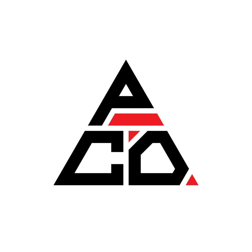 pco driehoek brief logo ontwerp met driehoekige vorm. pco driehoek logo ontwerp monogram. pco driehoek vector logo sjabloon met rode kleur. pco driehoekig logo eenvoudig, elegant en luxueus logo.