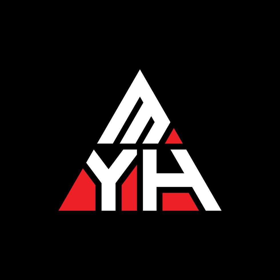 myh driehoek brief logo ontwerp met driehoekige vorm. myh driehoek logo ontwerp monogram. myh driehoek vector logo sjabloon met rode kleur. myh driehoekig logo eenvoudig, elegant en luxueus logo.