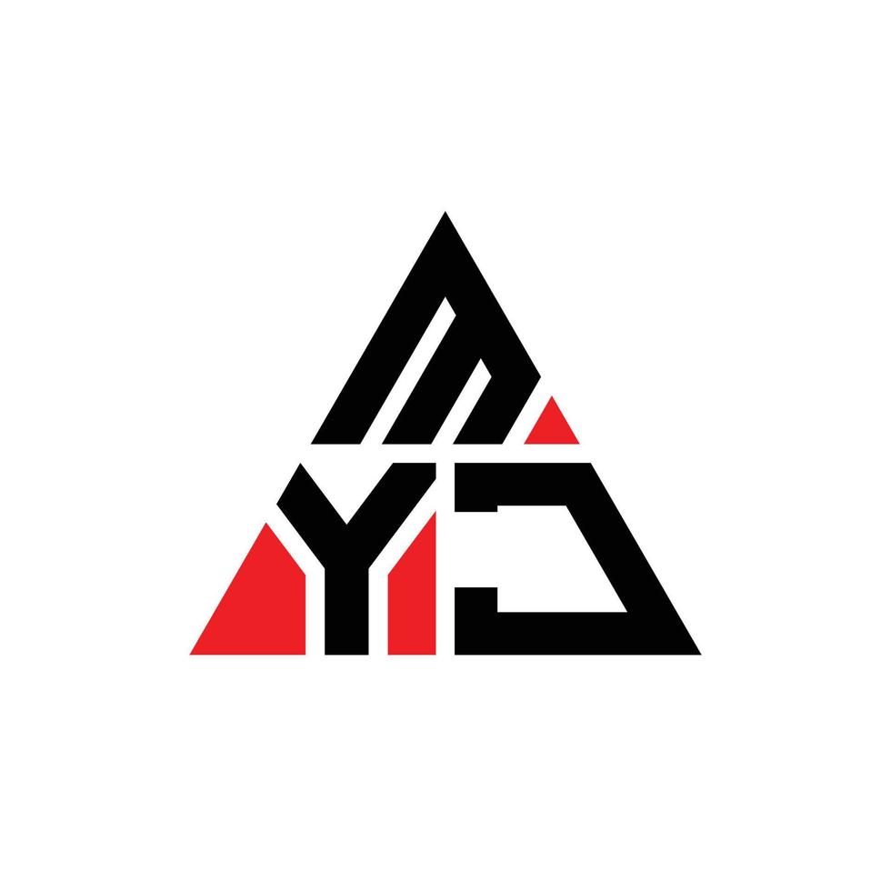 myj driehoek brief logo ontwerp met driehoekige vorm. myj driehoek logo ontwerp monogram. myj driehoek vector logo sjabloon met rode kleur. myj driehoekig logo eenvoudig, elegant en luxueus logo.