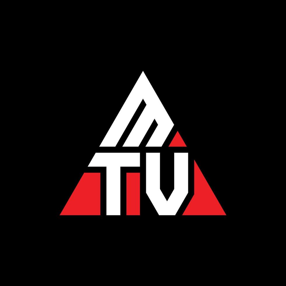 mtv driehoek brief logo ontwerp met driehoekige vorm. mtv driehoek logo ontwerp monogram. mtv driehoek vector logo sjabloon met rode kleur. mtv driehoekig logo eenvoudig, elegant en luxueus logo.