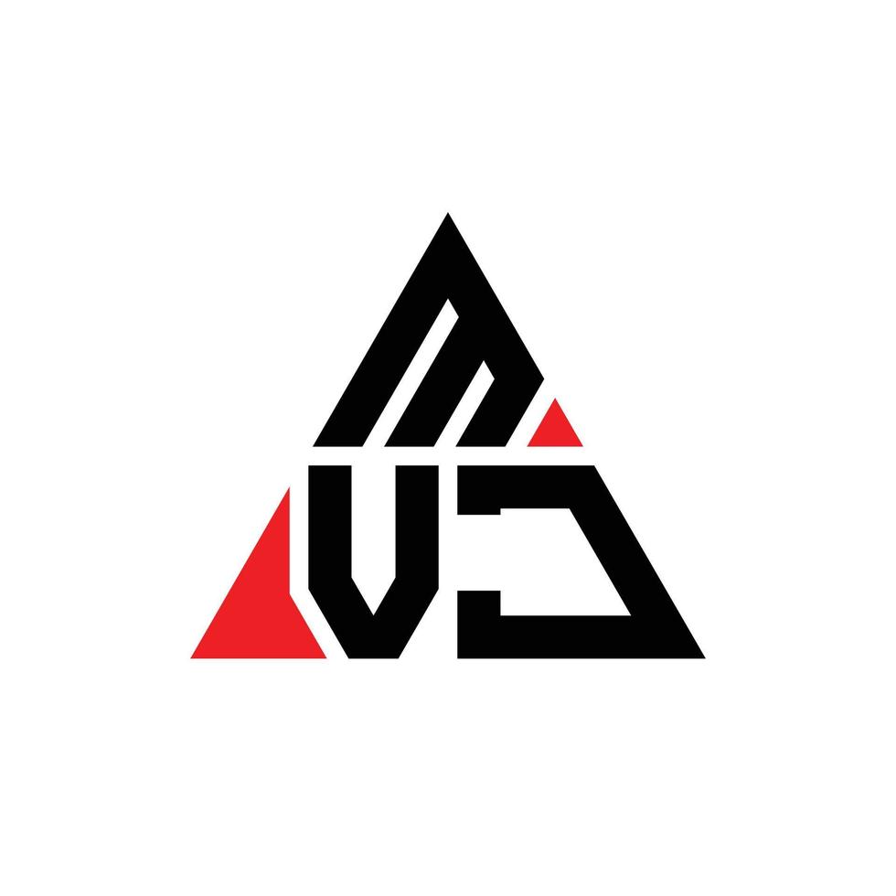 mvj driehoek brief logo ontwerp met driehoekige vorm. mvj driehoek logo ontwerp monogram. mvj driehoek vector logo sjabloon met rode kleur. mvj driehoekig logo eenvoudig, elegant en luxueus logo.