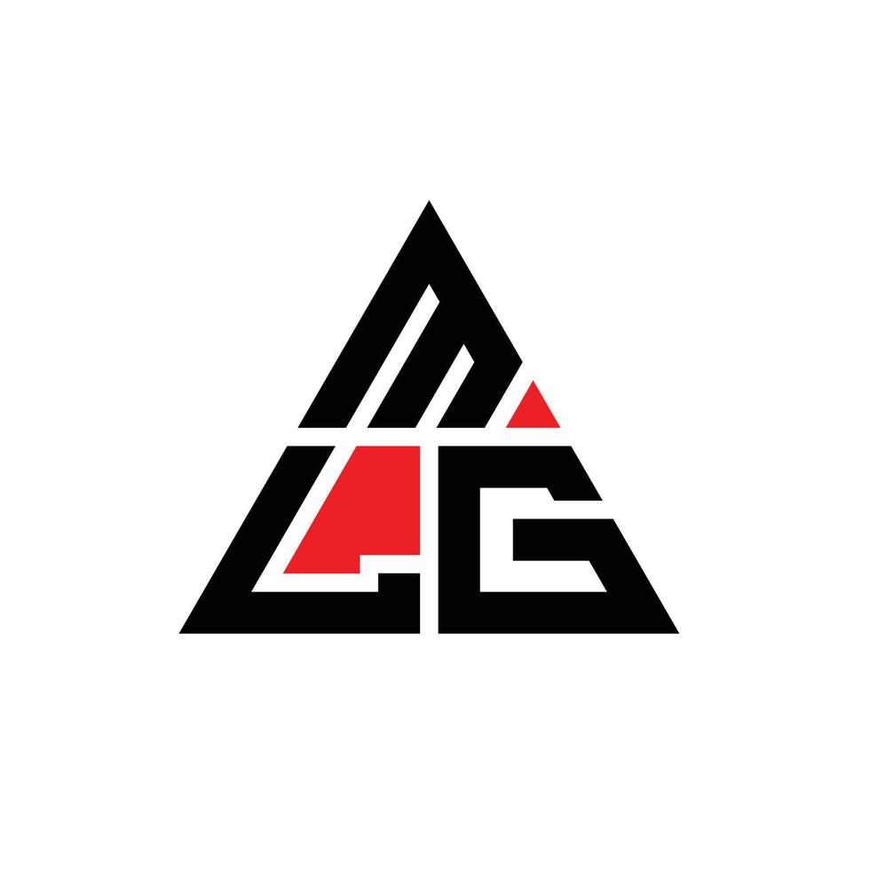 mlg driehoek letter logo ontwerp met driehoekige vorm. mlg driehoek logo ontwerp monogram. mlg driehoek vector logo sjabloon met rode kleur. mlg driehoekig logo eenvoudig, elegant en luxueus logo.