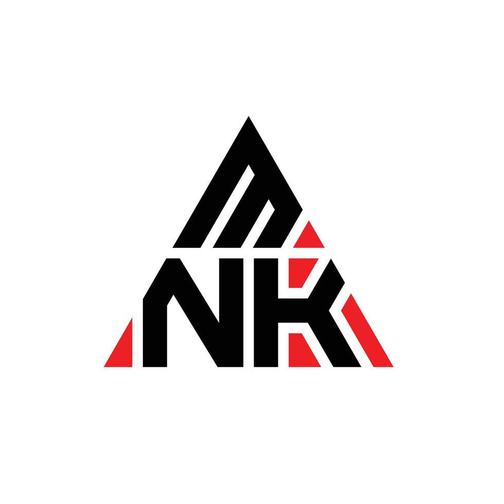 mnk driehoek brief logo ontwerp met driehoekige vorm. mnk driehoek logo ontwerp monogram. mnk driehoek vector logo sjabloon met rode kleur. mnk driehoekig logo eenvoudig, elegant en luxueus logo.