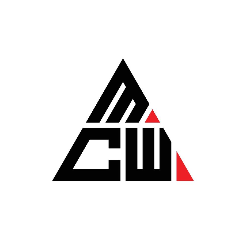 mcw driehoek brief logo ontwerp met driehoekige vorm. mcw driehoek logo ontwerp monogram. mcw driehoek vector logo sjabloon met rode kleur. mcw driehoekig logo eenvoudig, elegant en luxueus logo.