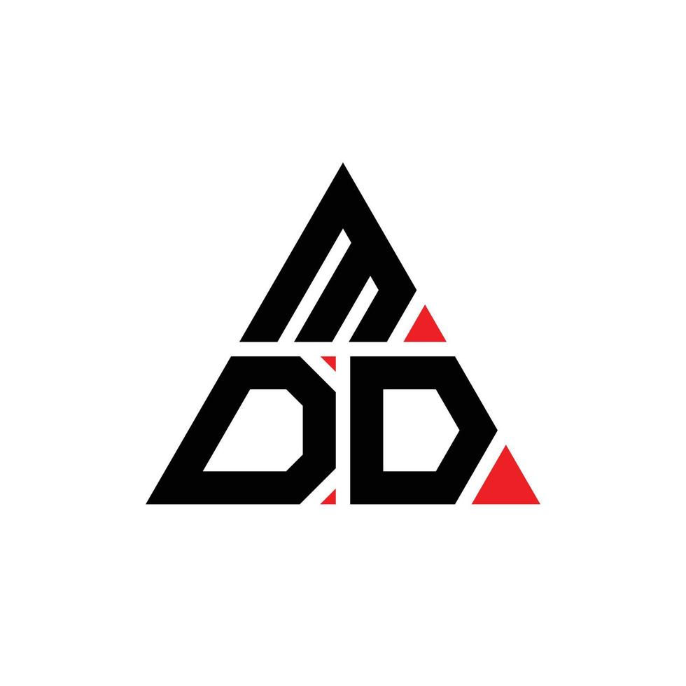 mdd driehoek brief logo ontwerp met driehoekige vorm. mdd driehoek logo ontwerp monogram. mdd driehoek vector logo sjabloon met rode kleur. mdd driehoekig logo eenvoudig, elegant en luxueus logo.