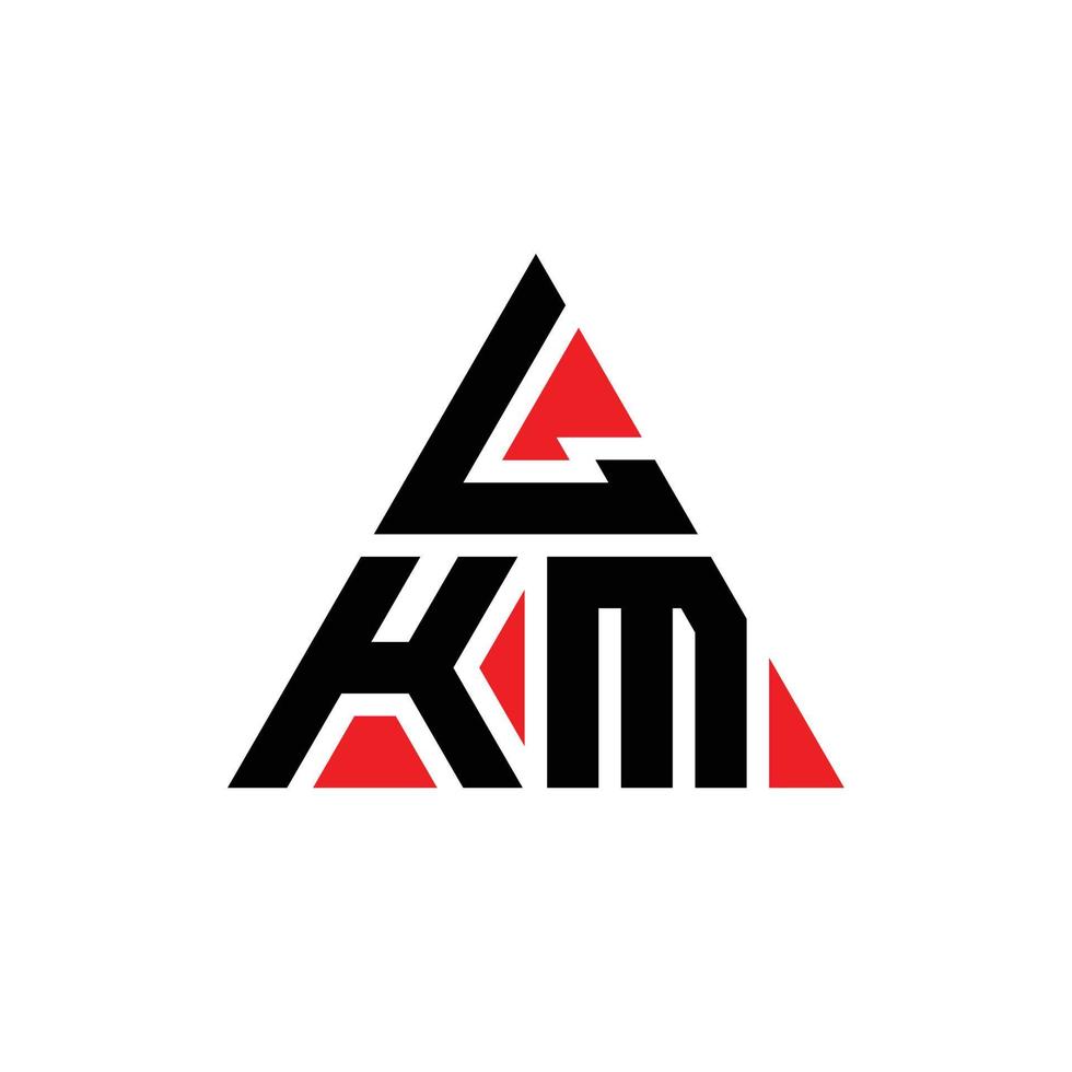 lkm driehoek brief logo ontwerp met driehoekige vorm. lkm driehoek logo ontwerp monogram. lkm driehoek vector logo sjabloon met rode kleur. lkm driehoekig logo eenvoudig, elegant en luxueus logo.