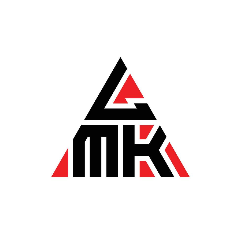 lmk driehoek brief logo ontwerp met driehoekige vorm. lmk driehoek logo ontwerp monogram. lmk driehoek vector logo sjabloon met rode kleur. lmk driehoekig logo eenvoudig, elegant en luxueus logo.