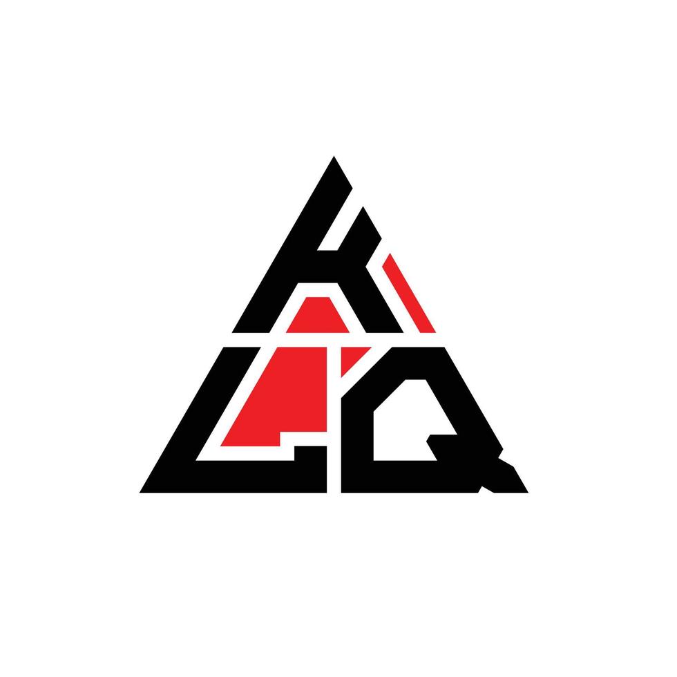 klq driehoek brief logo ontwerp met driehoekige vorm. klq driehoek logo ontwerp monogram. klq driehoek vector logo sjabloon met rode kleur. klq driehoekig logo eenvoudig, elegant en luxueus logo.