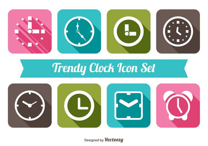 Trendy klok icoon set vector