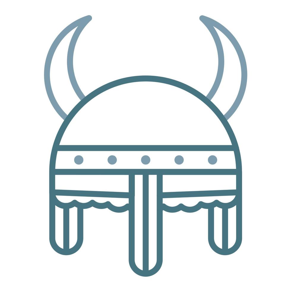 viking helm lijn twee kleuren icoon vector