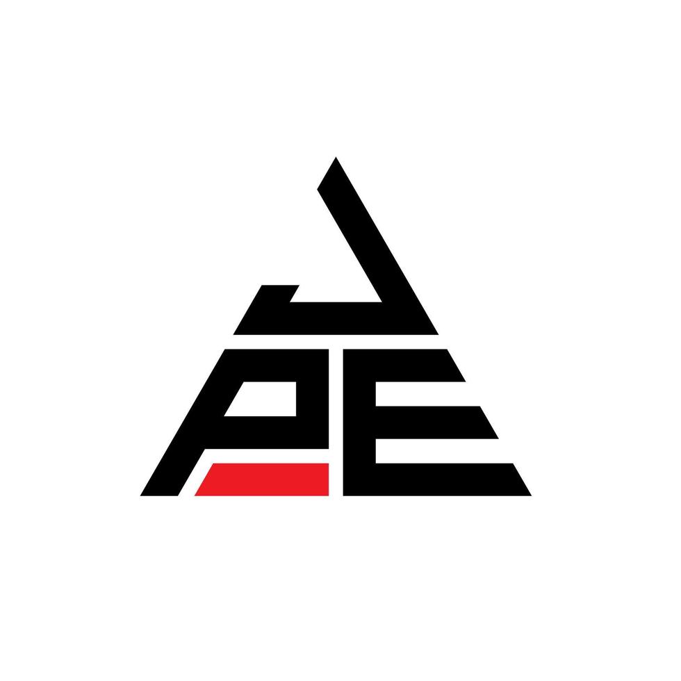 jpe driehoek brief logo ontwerp met driehoekige vorm. jpe driehoek logo ontwerp monogram. jpe driehoek vector logo sjabloon met rode kleur. jpe driehoekig logo eenvoudig, elegant en luxueus logo.