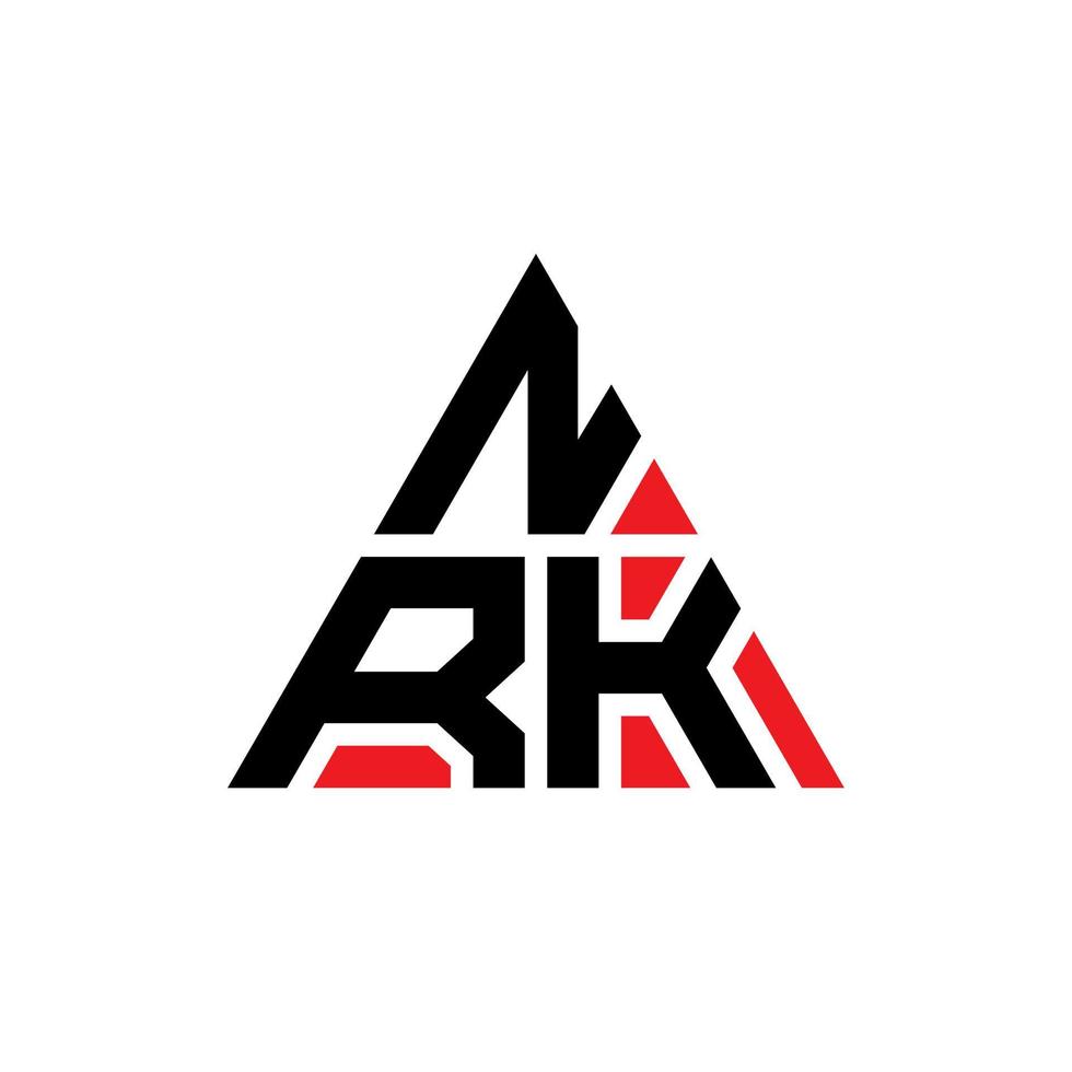 nrk driehoek brief logo ontwerp met driehoekige vorm. nrk driehoek logo ontwerp monogram. nrk driehoek vector logo sjabloon met rode kleur. nrk driehoekig logo eenvoudig, elegant en luxueus logo.