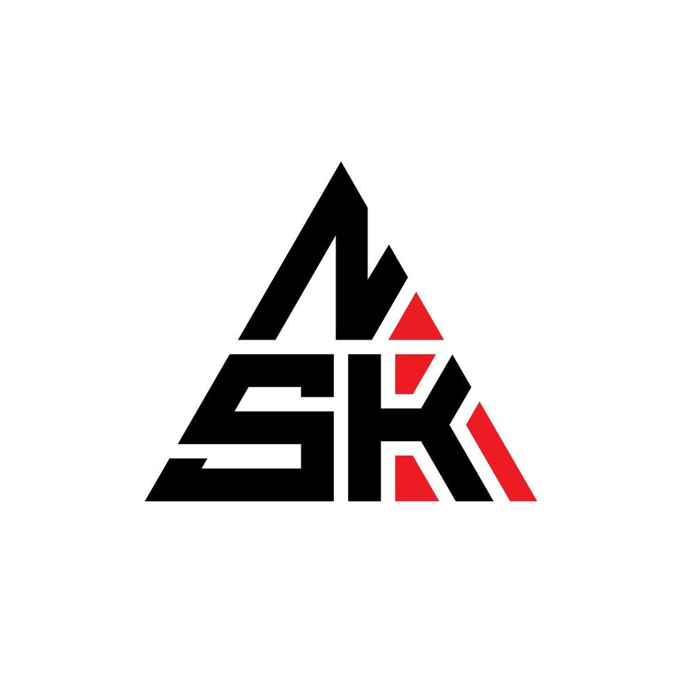 NSK driehoek brief logo ontwerp met driehoekige vorm. nsk driehoek logo ontwerp monogram. nsk driehoek vector logo sjabloon met rode kleur. nsk driehoekig logo eenvoudig, elegant en luxueus logo.