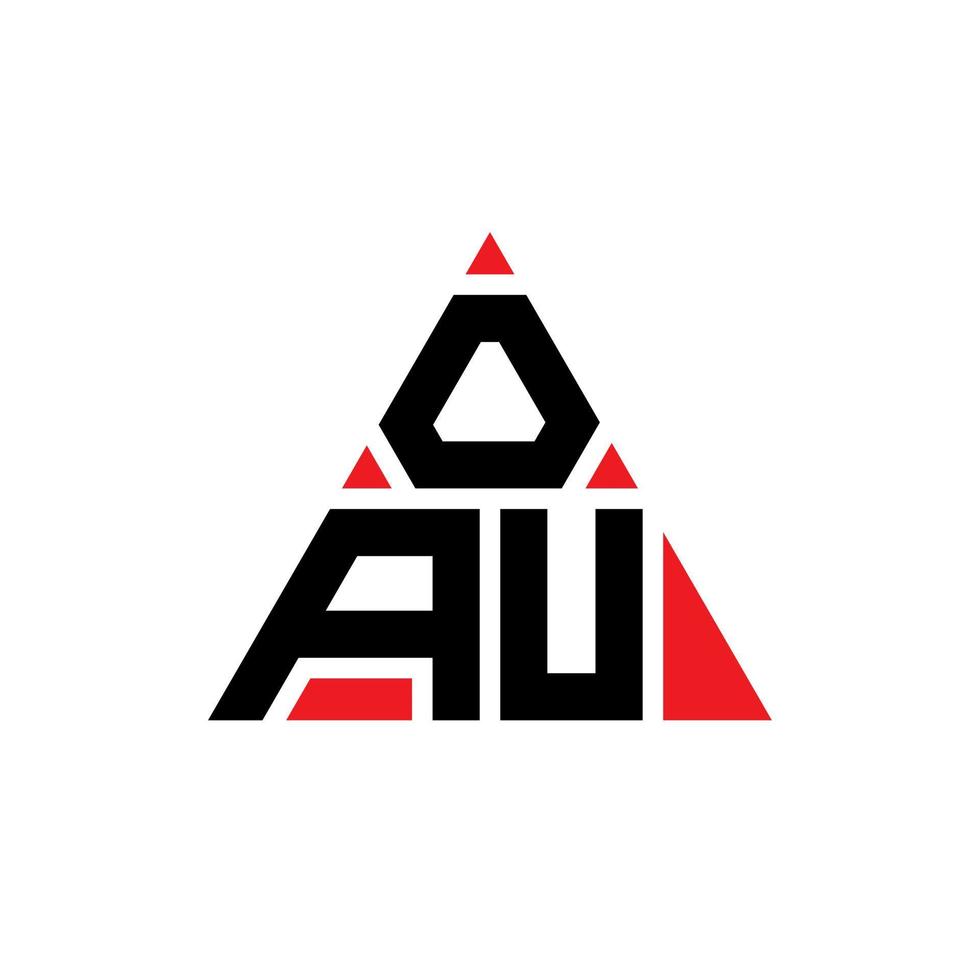 oau driehoek brief logo ontwerp met driehoekige vorm. oau driehoek logo ontwerp monogram. oau driehoek vector logo sjabloon met rode kleur. oau driehoekig logo eenvoudig, elegant en luxueus logo.