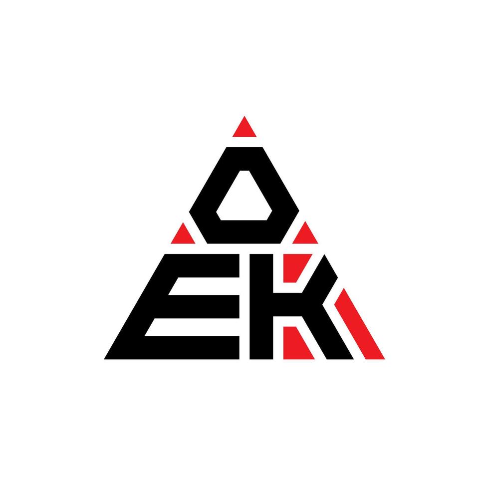 oek driehoek brief logo ontwerp met driehoekige vorm. oek driehoek logo ontwerp monogram. oek driehoek vector logo sjabloon met rode kleur. oek driehoekig logo eenvoudig, elegant en luxueus logo.