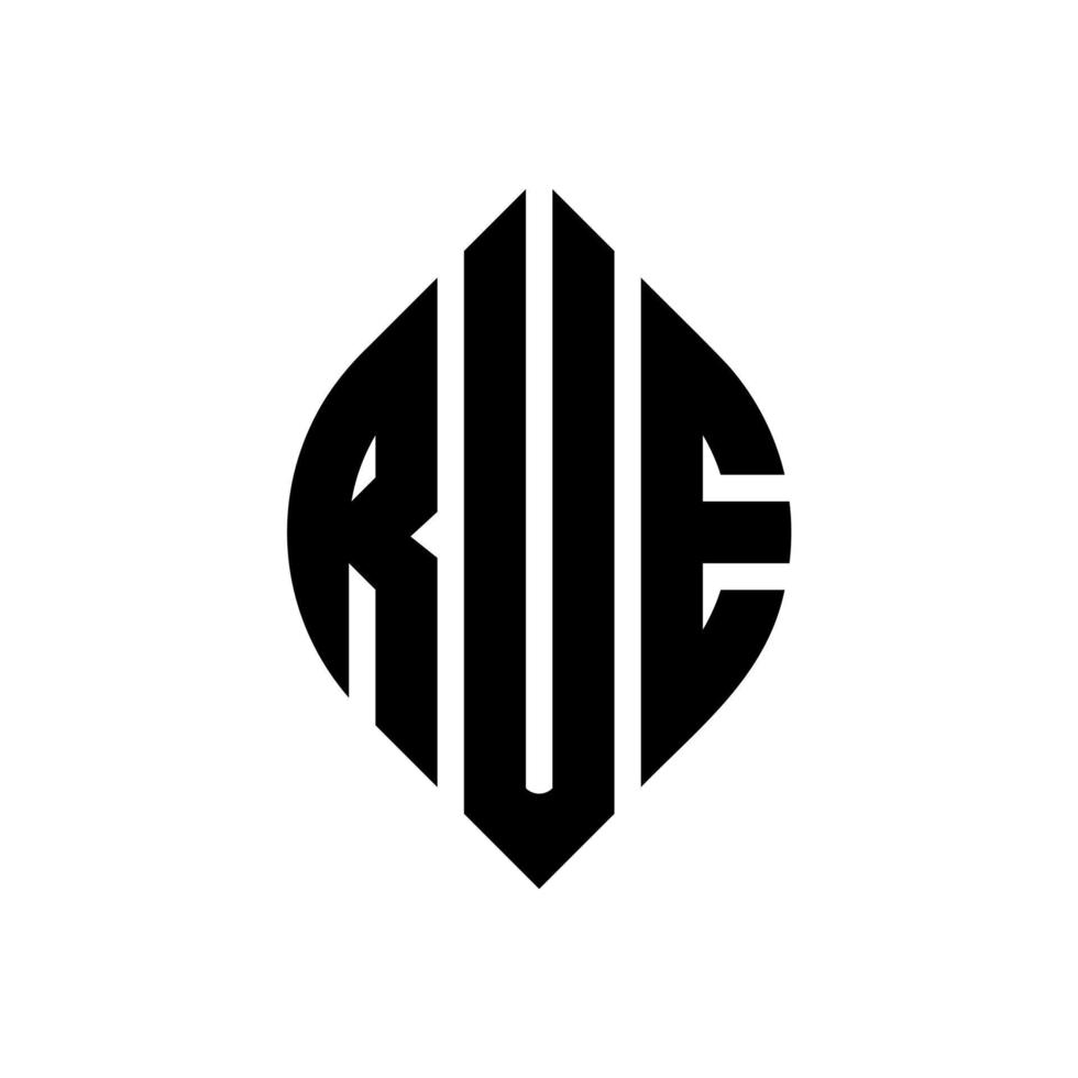 rue cirkel letter logo-ontwerp met cirkel en ellipsvorm. rue ellipsletters met typografische stijl. de drie initialen vormen een cirkellogo. rue cirkel embleem abstracte monogram brief mark vector. vector