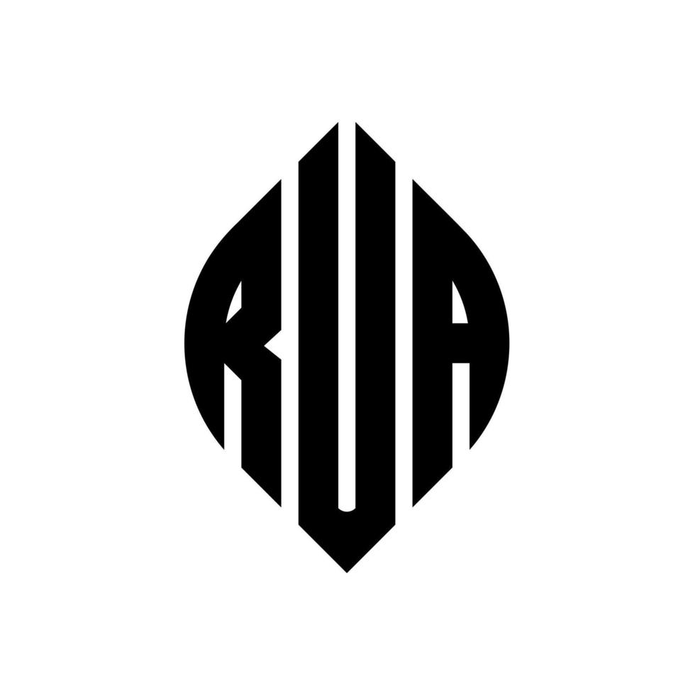 rua cirkel letter logo-ontwerp met cirkel en ellipsvorm. rua ellipsletters met typografische stijl. de drie initialen vormen een cirkellogo. rua cirkel embleem abstracte monogram brief mark vector. vector