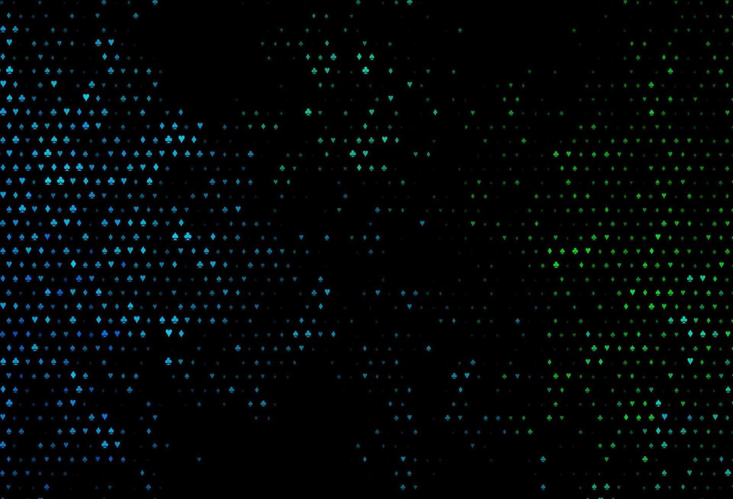 donkerblauw, groen vectorpatroon met symbool van kaarten. vector
