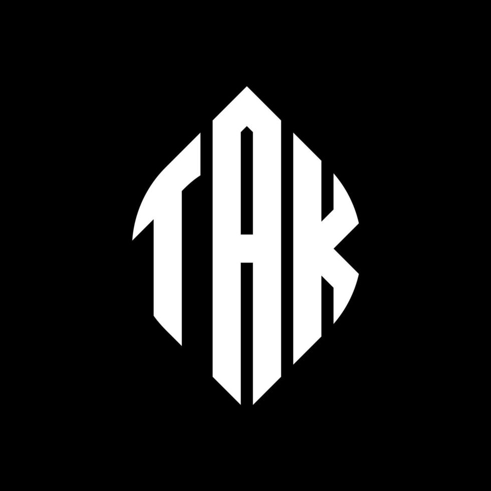 tak cirkel letter logo ontwerp met cirkel en ellipsvorm. tak ellipsletters met typografische stijl. de drie initialen vormen een cirkellogo. tak cirkel embleem abstracte monogram brief mark vector. vector