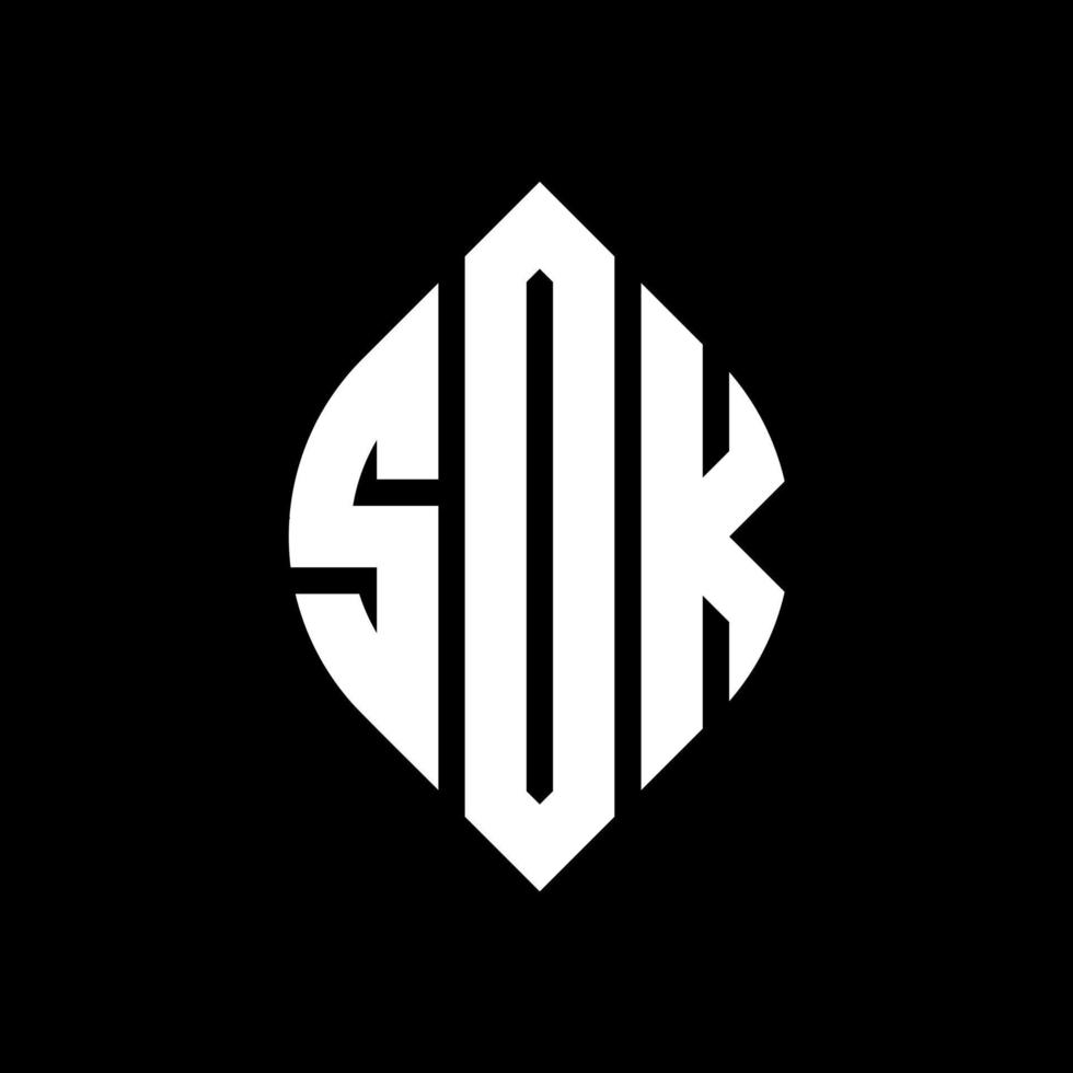 SDK cirkel letter logo ontwerp met cirkel en ellipsvorm. SDK-ellipsletters met typografische stijl. de drie initialen vormen een cirkellogo. sdk cirkel embleem abstracte monogram brief mark vector. vector