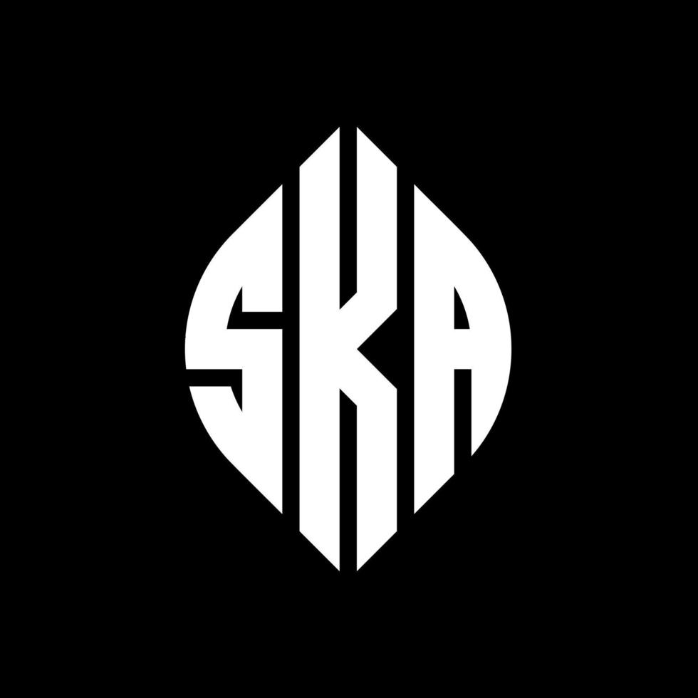 ska cirkel letter logo ontwerp met cirkel en ellipsvorm. ska ellipsletters met typografische stijl. de drie initialen vormen een cirkellogo. ska cirkel embleem abstracte monogram brief mark vector. vector