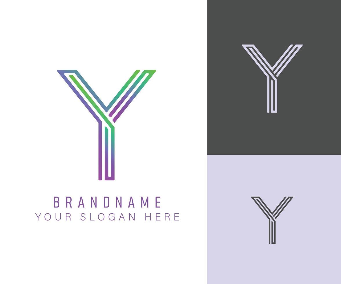 monogram logo alfabet letter y met neon kleur, geschikt voor logo's, titels en headers vector