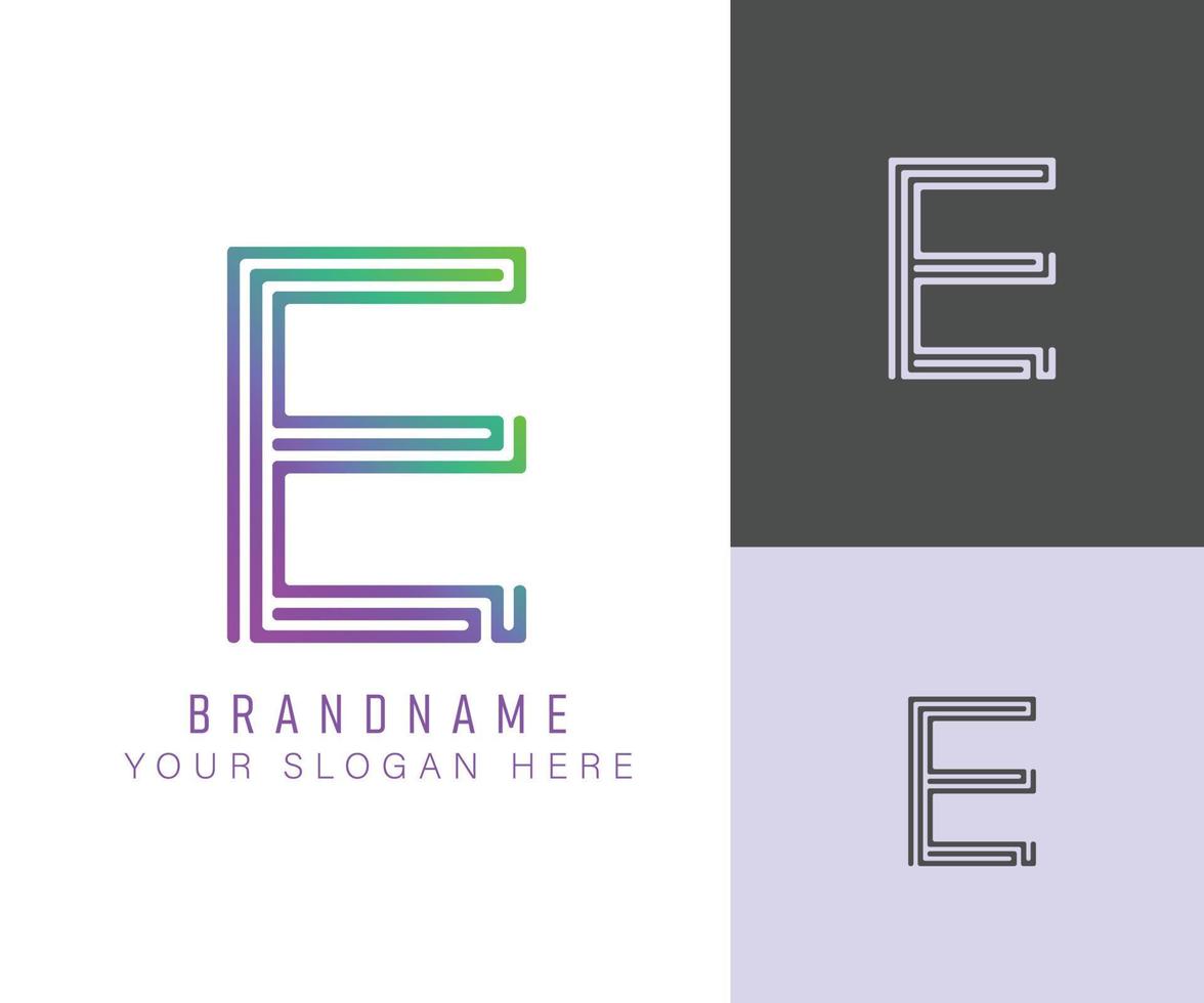 monogram logo alfabet letter e met neon kleur, geschikt voor logo's, titels en headers vector