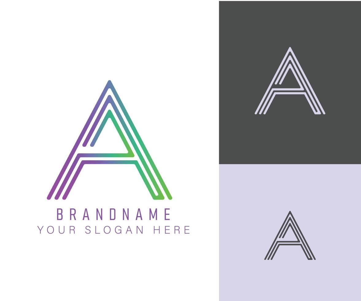 monogram logo alfabet letter a met neon kleur, geschikt voor logo's, titels en headers vector