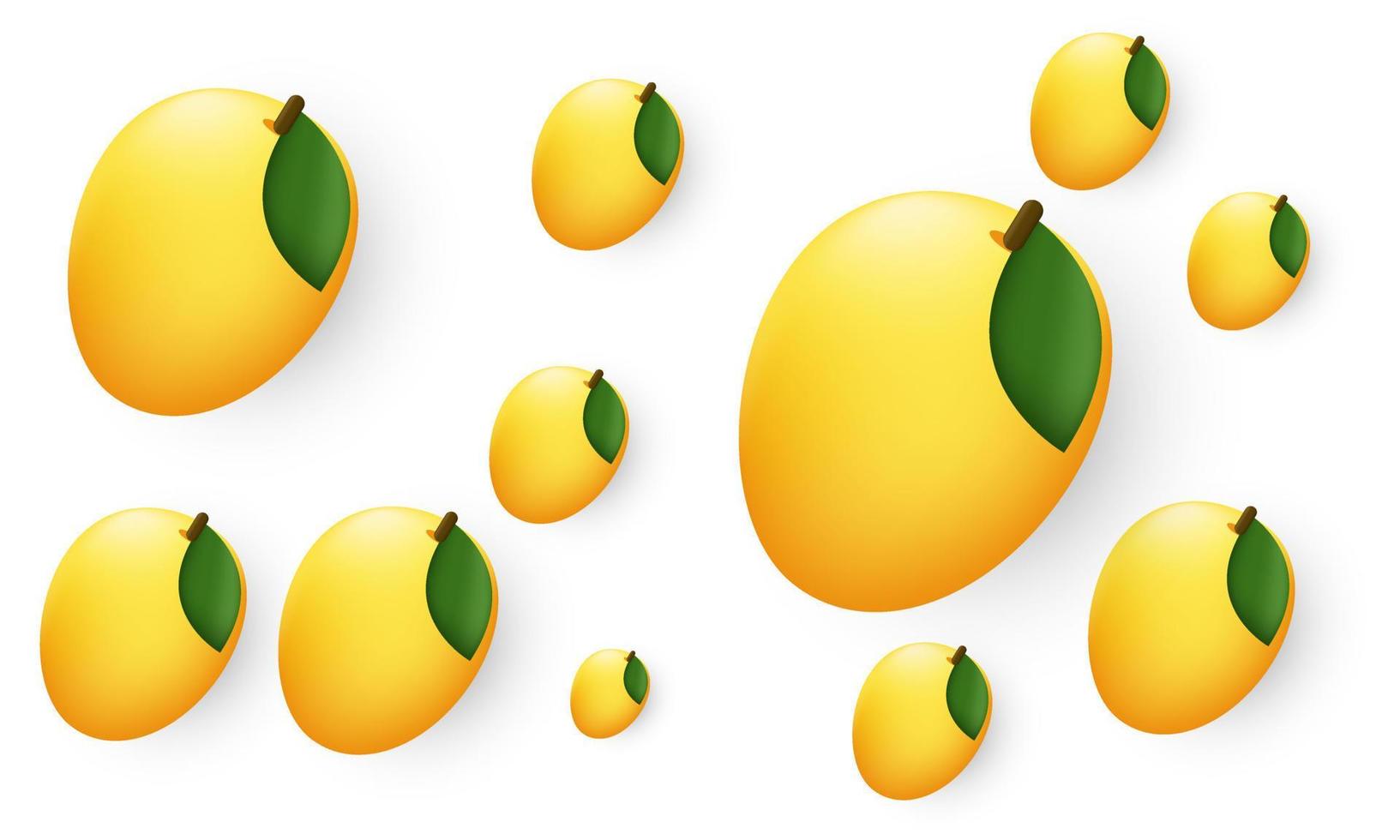 uniek 3d geel vers half gepeld voedzaam mango vectorpictogram geïsoleerd op vector