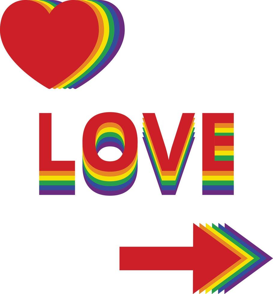 trots maan poster vector design met hart, pijl, kleurrijke regenboog tekst. LGBT-trots voor lesbisch homo, biseksueel en transgender ontwerpelement.