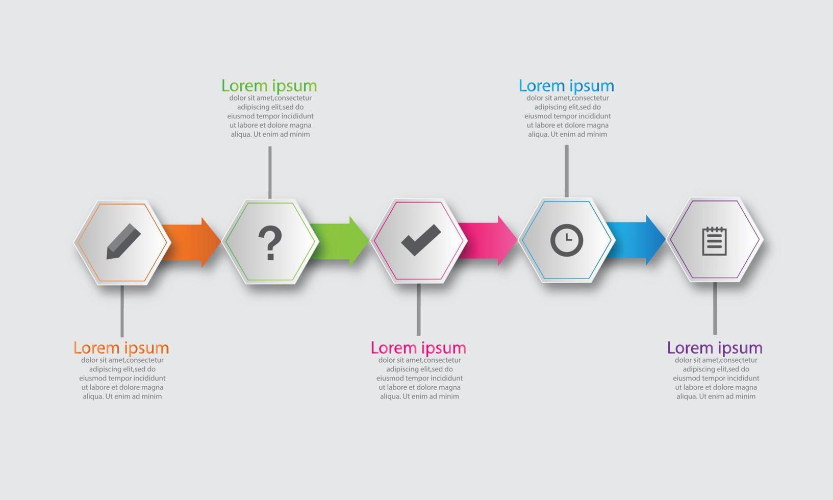 infographic bedrijfsconcept met 5 opties, onderdelen, stappen of processen. data- en informatievisualisatie. dynamische infographics stijlvolle geometrische. vector