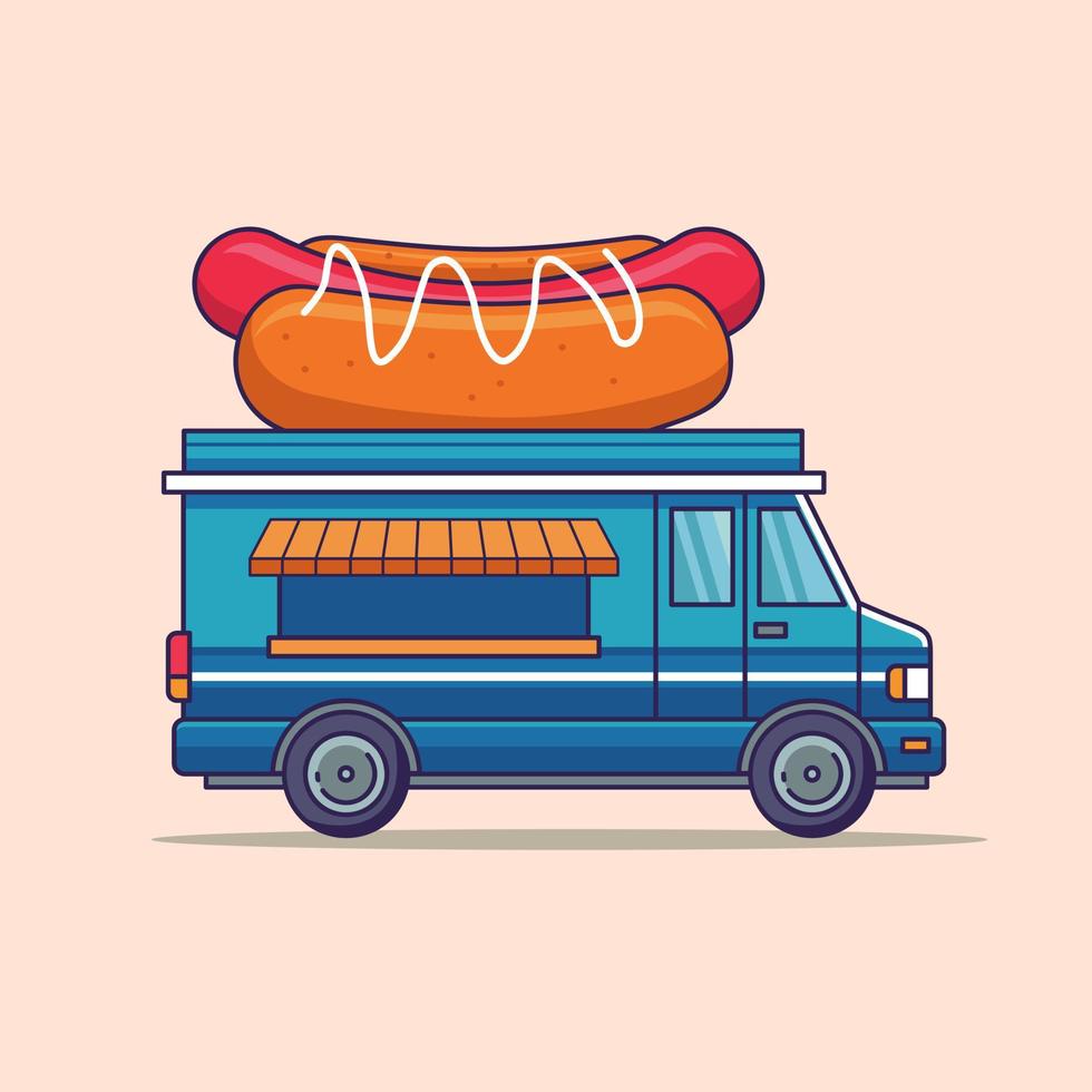 hotdog fastfood vrachtwagen voertuig transport illustratie ontwerpen vector